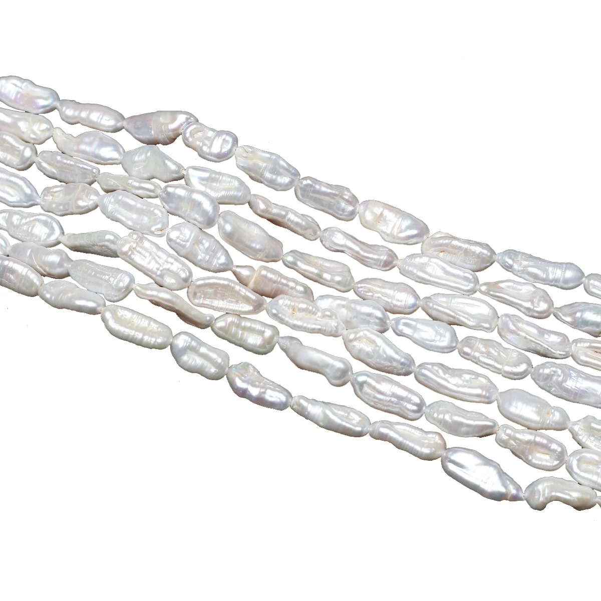 8x18mm Pipa Shape Baroque Freshwater Pearl Strand White Biwa Irregular Pearls Beads for DIY Necklace Bracelet Jewelry Making