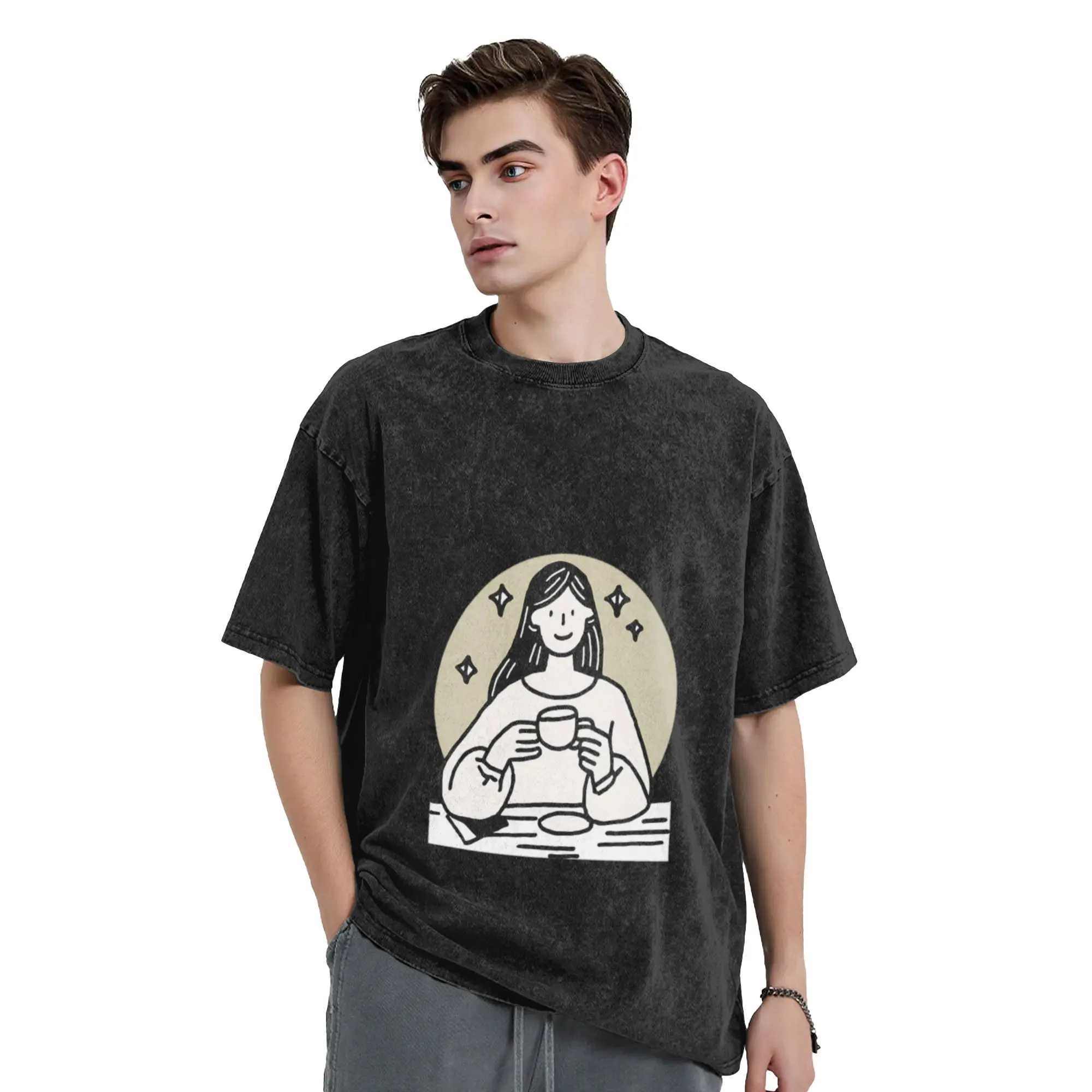 morning coffee7 Classic Trendy A Vintage Oversized Cotton Unisex T-Shirts