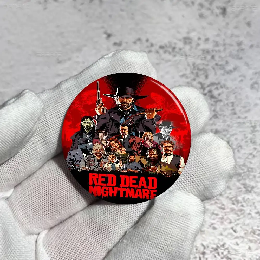 لعبة R-Red Dead Redemption 2 RDR2 صفيح لينة زر دبوس بروش شارة معدنية مخصصة مجوهرات اكسسوارات قبعة حقيبة التلبيب