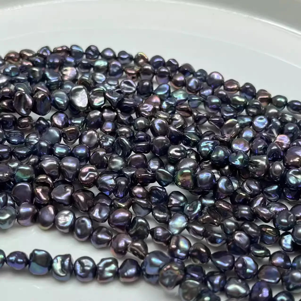 

freshwater pearl black reborn keshi pearl flat oval 5-8mm FPPJ wholesale 39cm nature loose beads for DIY jewelry