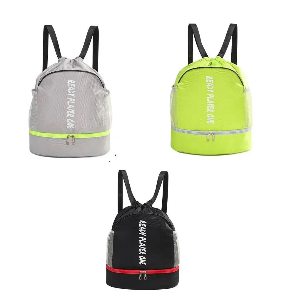 Mochila de natação à prova d'água, bolso para sapatos, separação seca e molhada, bolsa esportiva com cordão, leve, alças ajustáveis, bolsa fitness