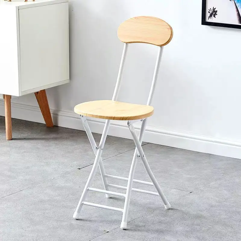 Backrest Home Dining Stool  Portable Computer Chair Foldable Compact Sturdy