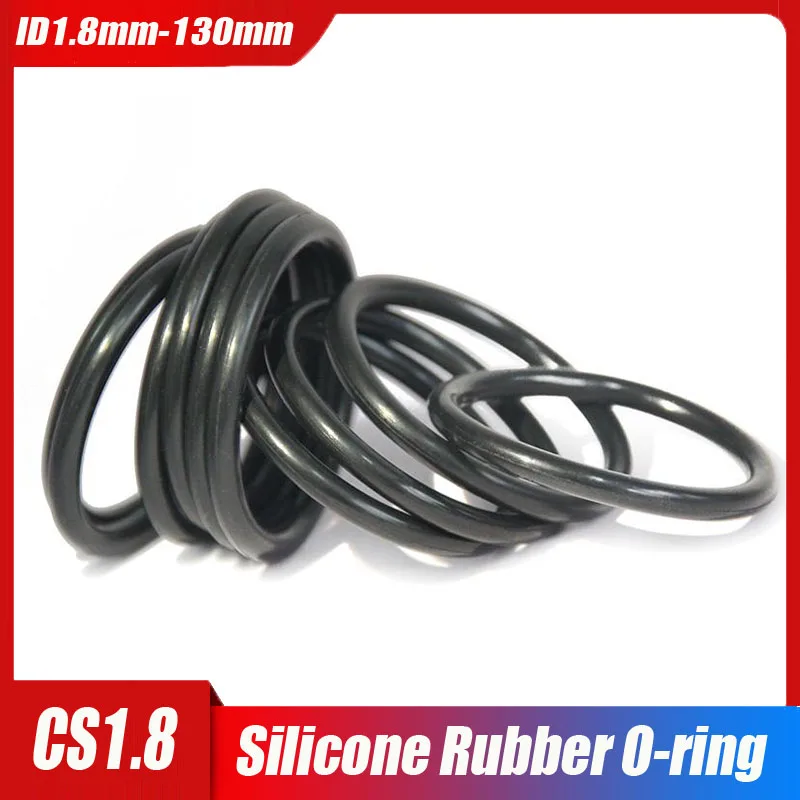 Black Nitrile Rubber Silicone Rubber O-ring Group Seal Ring Gasket CS1.8mm ID1.8mm-130mm High Pressure Repair Oil Belt Seal Ring