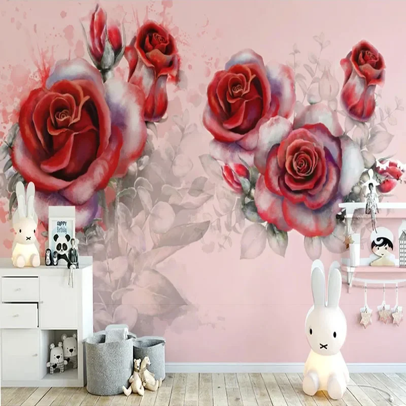 Custom Mural 3D Flower Wallpaper For Bedroom Walls Floral Background Warm Rose Papel De Parede Tapety Fresco Home Décor Tapiz
