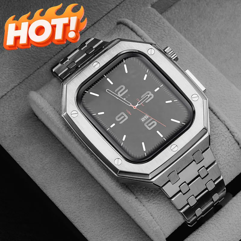 

Роскошный комплект модификации из нержавеющей стали для Apple Watch S11 10 9 8 7 46 мм 45 мм 41 мм Набор металлических ремешков для iWatch 6 5 4 SE