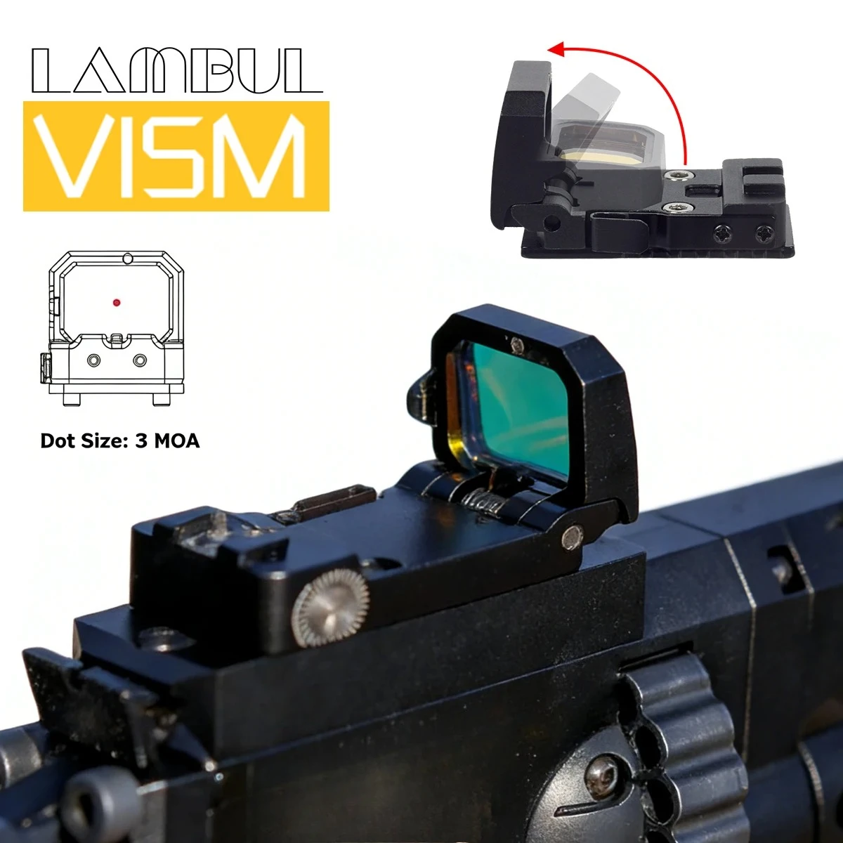 

Tactical VISM Flip Up Red Dot Sight Reflex Scope Optics Sight Scope RM Red Dot Sight for Glock 17 19 with 1913 Mount 20mm Rail
