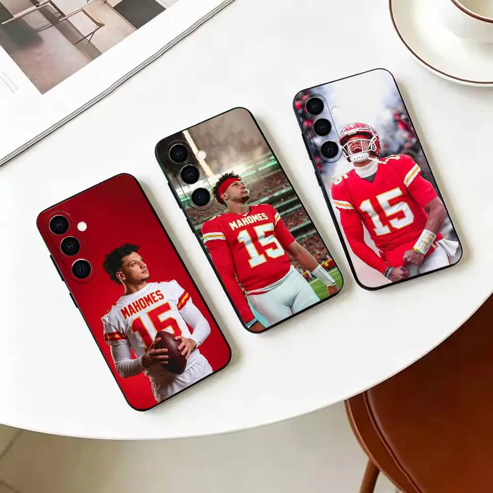 Patrick M-Mahomes American Football Coque de téléphone en silicone souple noir pour Samsung Galaxy A71 A72 A73 A51 et autres modèles associés