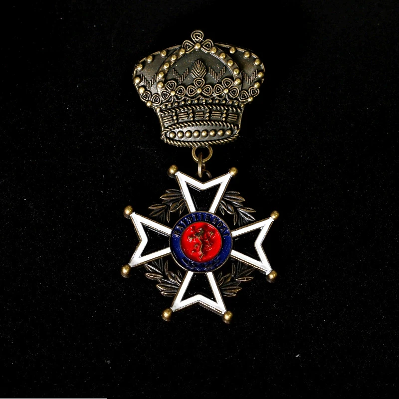 Chaqueta de estilo retro único, accesorios de ropa, medalla de corona cruzada, broche, medallas conmemorativas, 1 Uds.