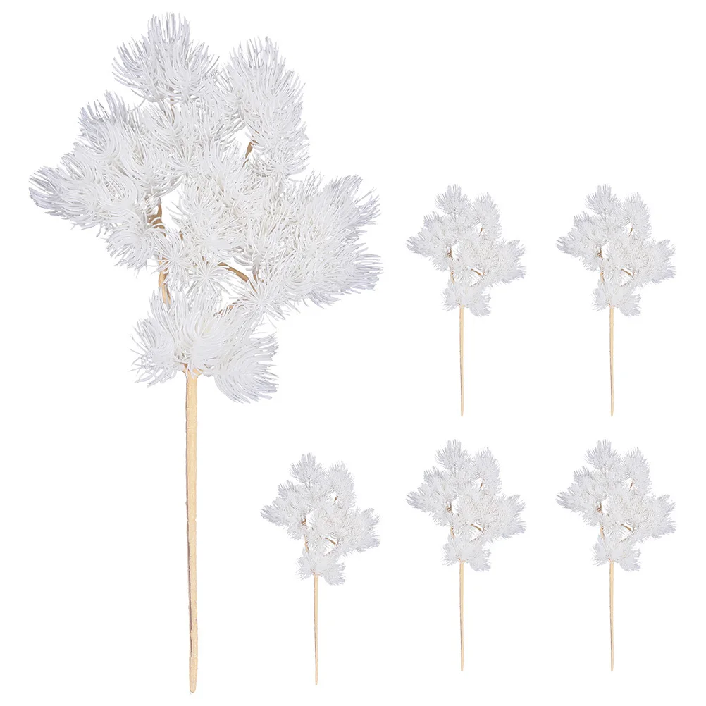 

6Pcs Decorative Pine Leaves Long Lasting Use Create Festive Atmosphere Wreath Adornment Supplies Artificial Pine Branches