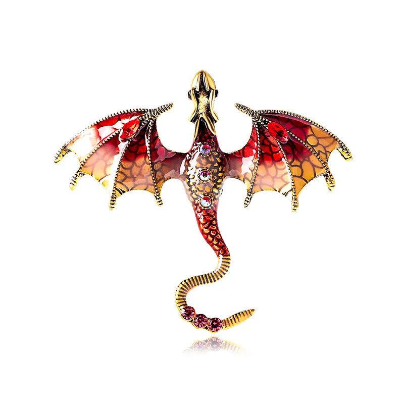 Mode Emaille Drachen Broschen Für Männer Frauen Strass Fliegen Drachen Kleidung Anzug Party Büro Brosche Pins Schmuck Zubehör
