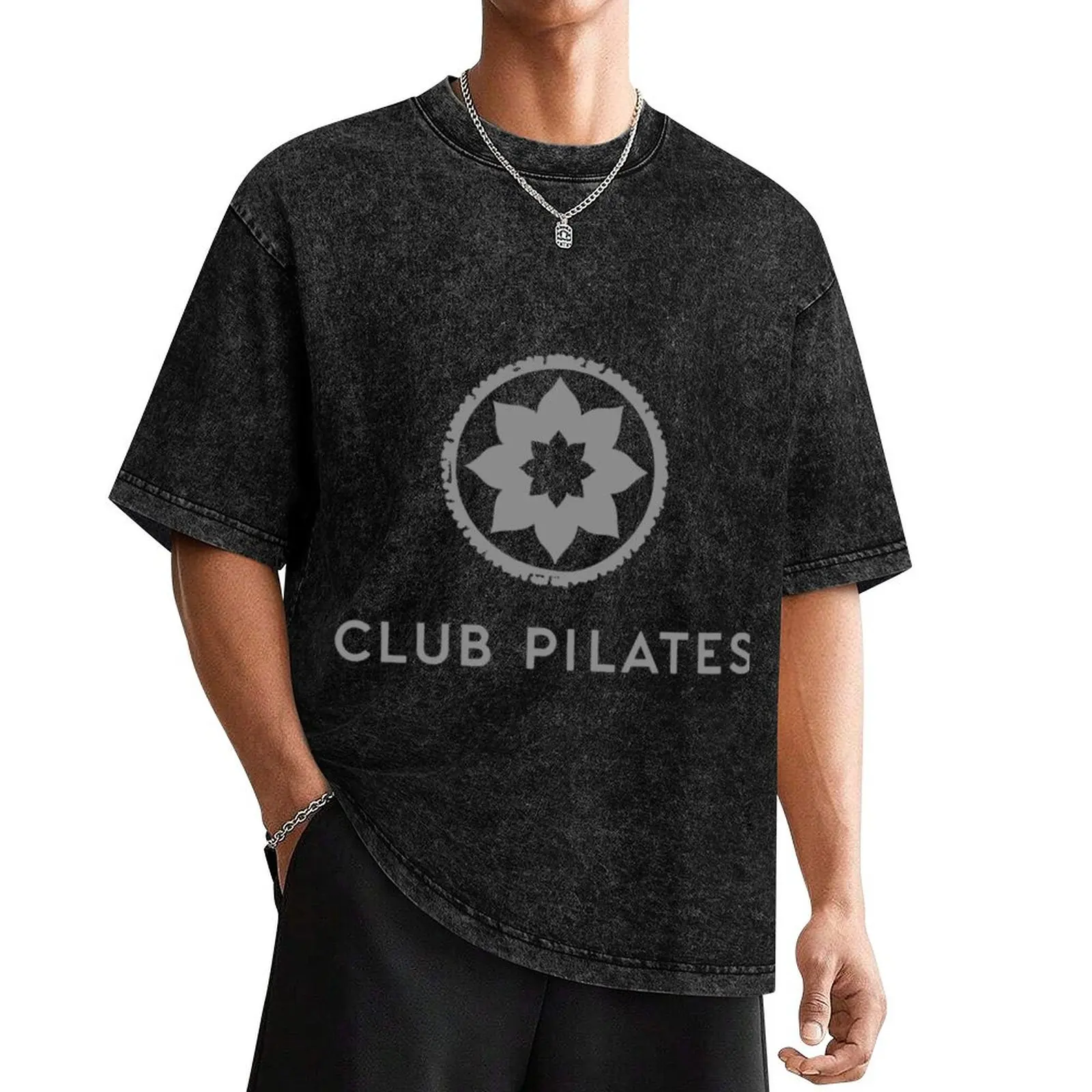 Club Pilates Distressed Grey Logo51 T-Shirt street wear anime t shirts cheap stuff mens graphic t-shirts