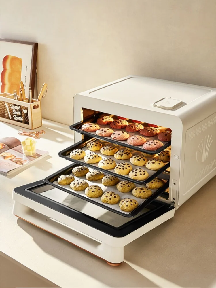 Multifunction Electric Oven White 42L Home Bakery Oven 3 Tray Baking Convection Air Fryer Bread Pizza Pastry Mooncake