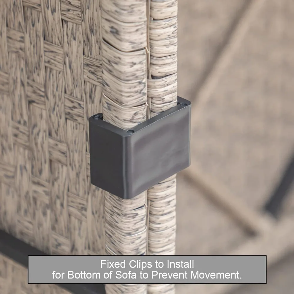 5-delige terrasmeubilairset, conversatieset voor alle weersomstandigheden, sectionele bank met waterbestendige grijze dikke kussens