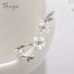 Thaya White Cherry Flower S925 Silver Earrings Original Design Female Fashion Earrings For Women Trendy Elegant Fine Jewelry