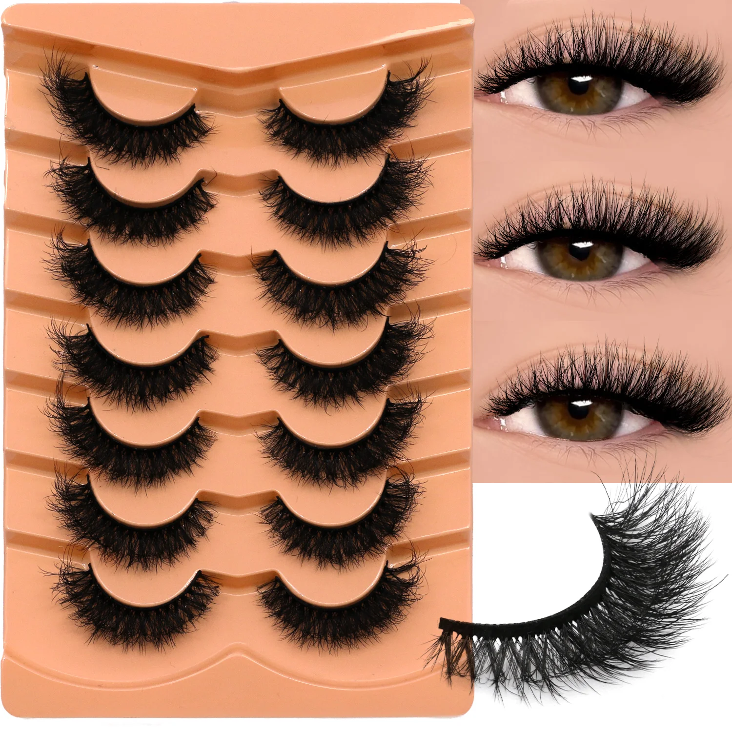 Veltrinay Cat Eye False Eyelashes Faux Mink Lashes Fluffy Soft Natural Russian Strip Makeup Dramatic False Eyelashes Extension