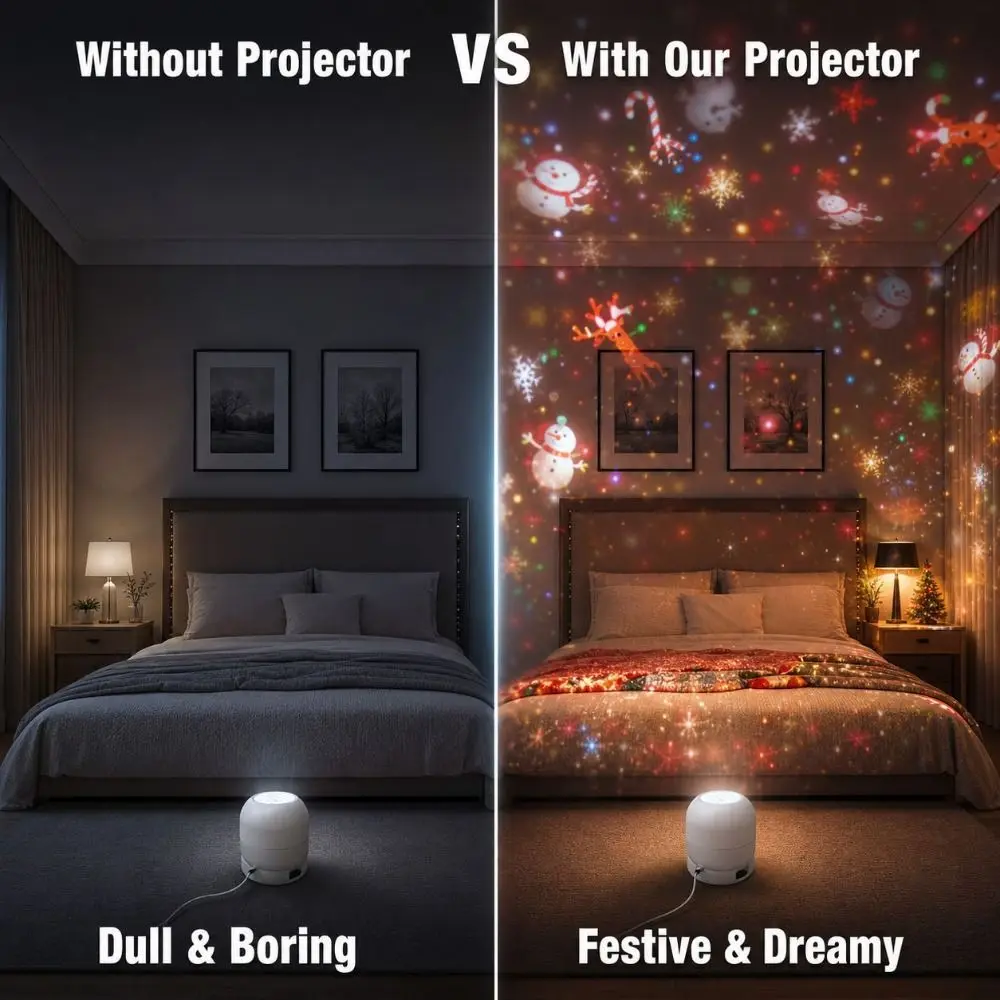 USB Powered Projector Lamp Dynamic Rotating Starry Sky Night Light Multi-Holiday Ocean Themed Ambient Light Room Decoration