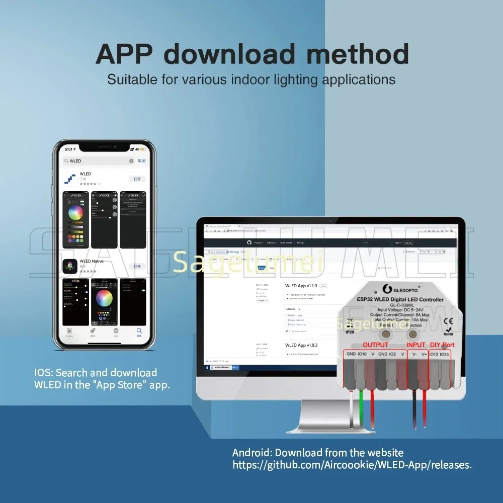 

Мини-светодиодный контроллер WLED с микрофоном GLEDOPTO ESP32 DIY Музыкальные динамические режимы Цифровой WS2811 WS2812 SK6812 TM1814 WS2813 WS2815 Strip