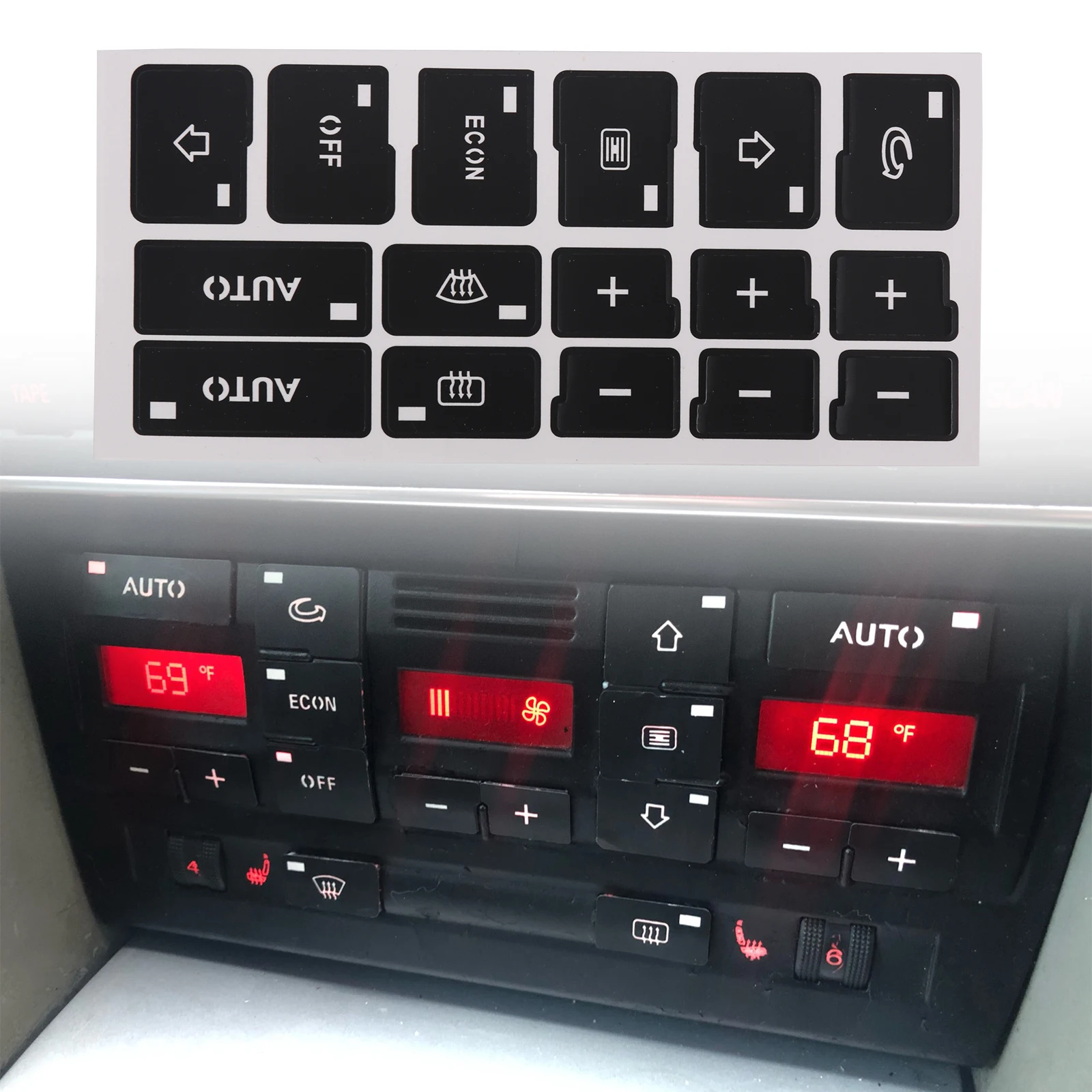 1 Pcs For Audi A4 B6 B7 2000 2001 2002 2003 2004 Car Air Condition Ac Climate Control Button Repair Stickers Decals With 16keys