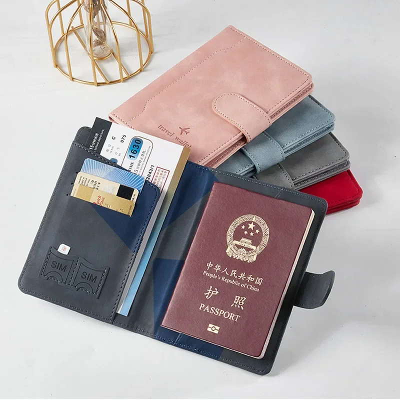 PU Couro Passaporte Capa Case, Carteira de Viagem, Business ID Card Holder, Mulheres e Acessórios Masculinos, Novo Caso