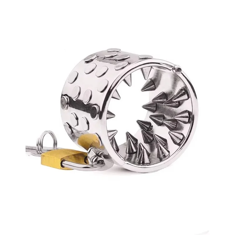 Stainless Steel Spike Penis Rings Lock Bondage Scrotum Dick Chastity Cage Metal Ring Urethral Plug Sex Toy For Men Stimulator