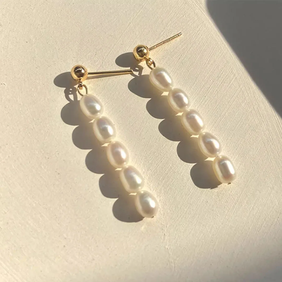 4-5mm Rice Shape Freshwater Pearl Earrings 925 Sterling Silver Handmake Pearl Earrings Jewelry Gift 2026 New Arrivals