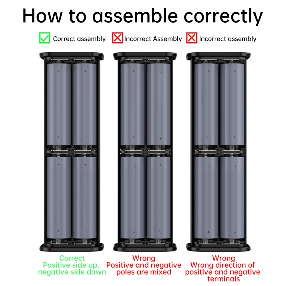8-خلايا 18650 حامل البطارية لتقوم بها بنفسك قوة البنك حالة 22.5 واط/45 واط شحن سريع شفاف حافظة بطاريات صندوق USB نوع-C واجهة