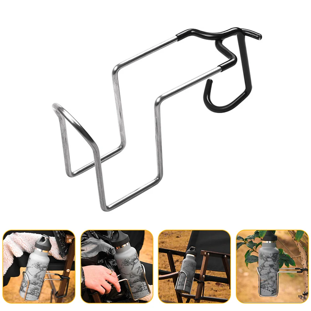 

1pc Camping Portable Stainless Steel Bottle Outdoor Tent Cup Holder Universal Clip Type Cup Stand For Folding Chairs