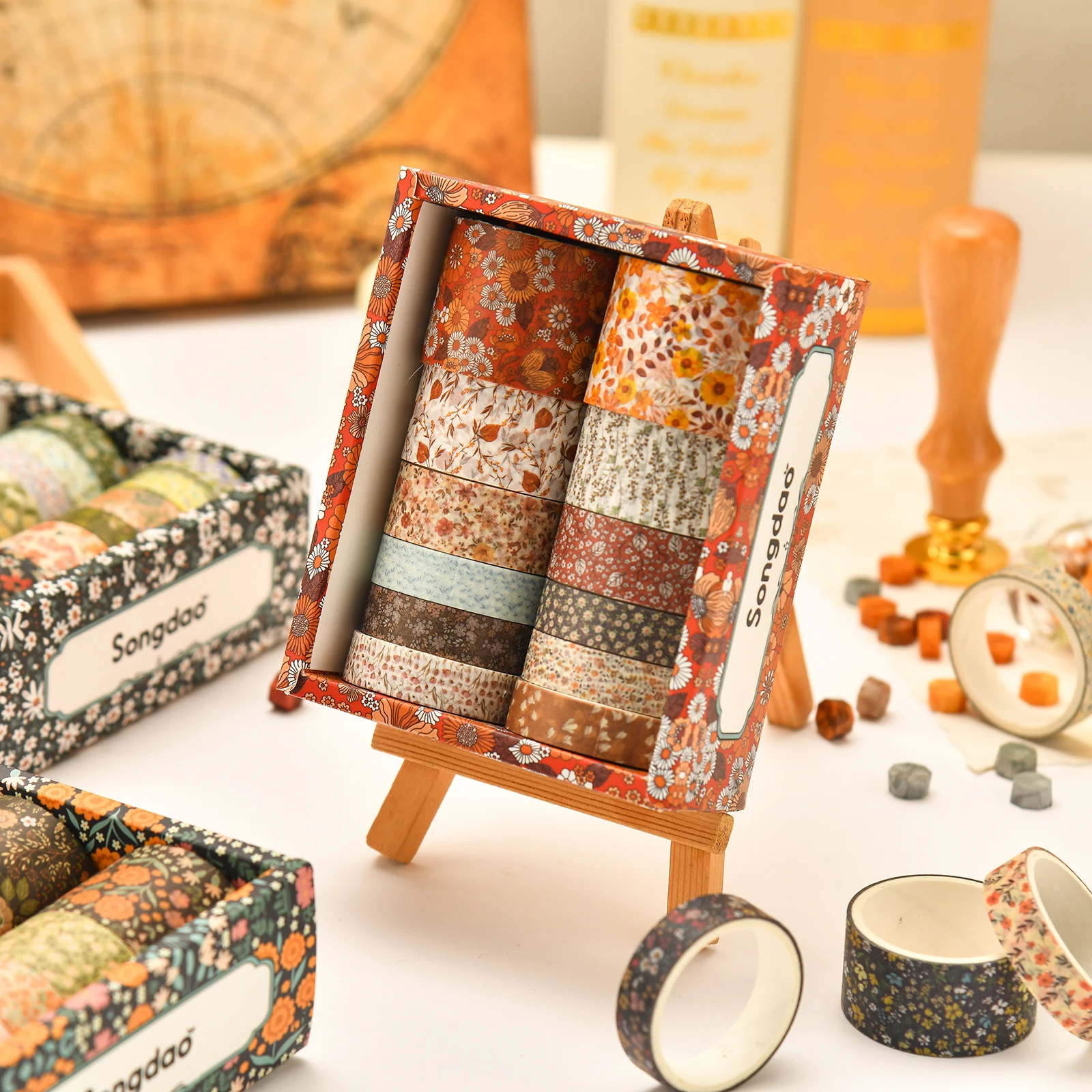 12pcs Autumn Flowers Washi Tape Set Retro Floral Adhesive Masking Tapes Decoration Stickers A7590