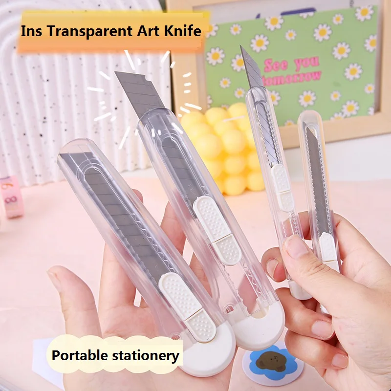 Ins Transparent Utility Knife Simple Small Retractable Box Cutter wallpaper blade, paper cutting wallpaper, express delivery