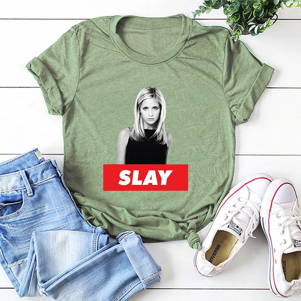 Buffy The Vampire Slayer T-Shirt Intage Buffy Vampire Graphic Tee Demon Hunter Shirt Sunnydale High Tees Tv Show Fans Gift Tops