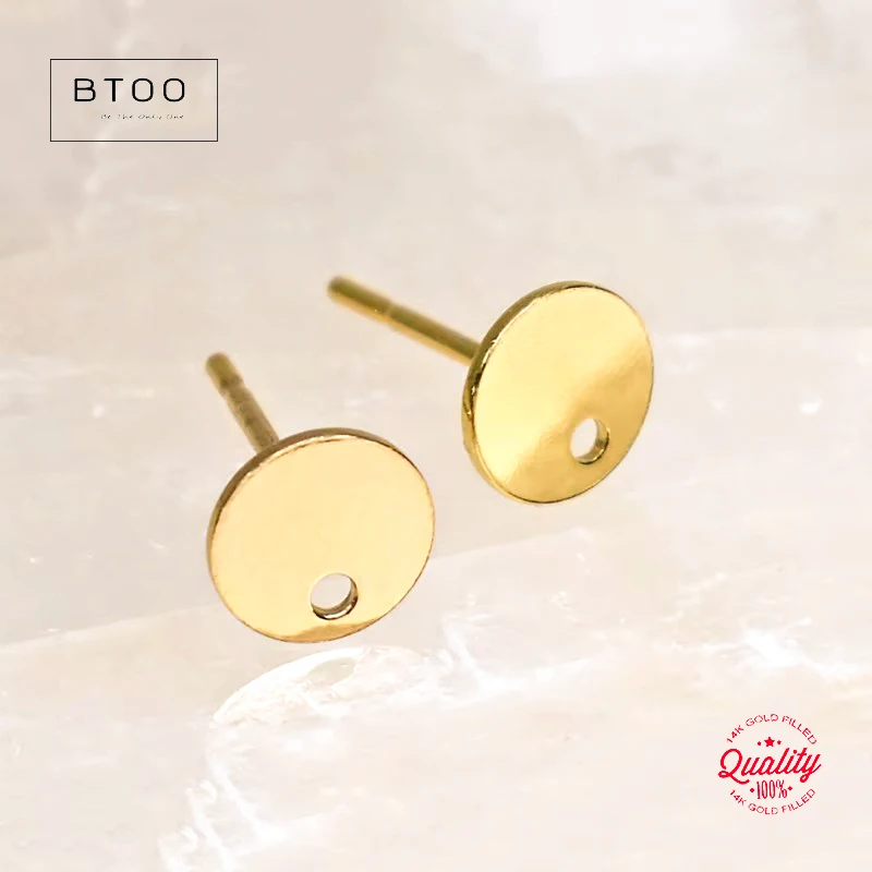 

14K Gold Filled Disc Post Earrings 6MM Disc Stud Earrings Wholesale DIY Making Jewelry Hypoallergenic Jewelry Accessory