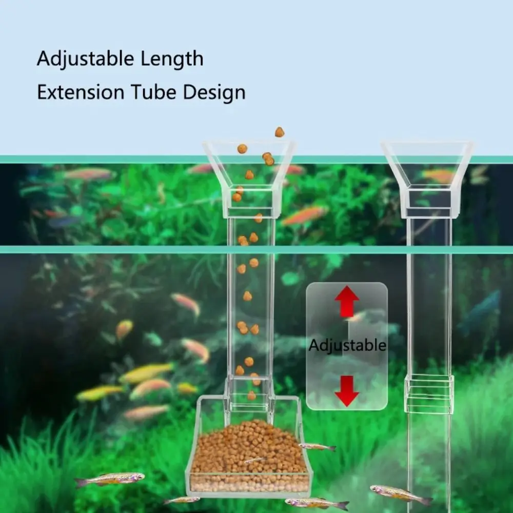 Transparent Aquarium Fish Tank Feeder Tube with Suction Cup Acrylic Shrimp Feeding Dish Fixed Point Durable