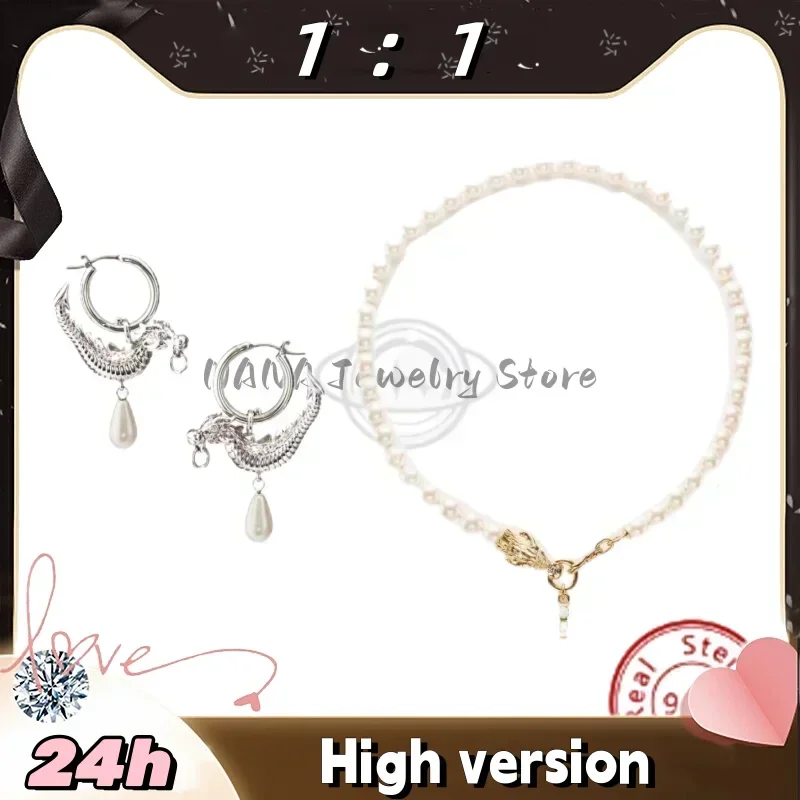 2024 New The Year Of The Loong Limited Pearl Leader Saturn Necklace Earrings Luxury Women