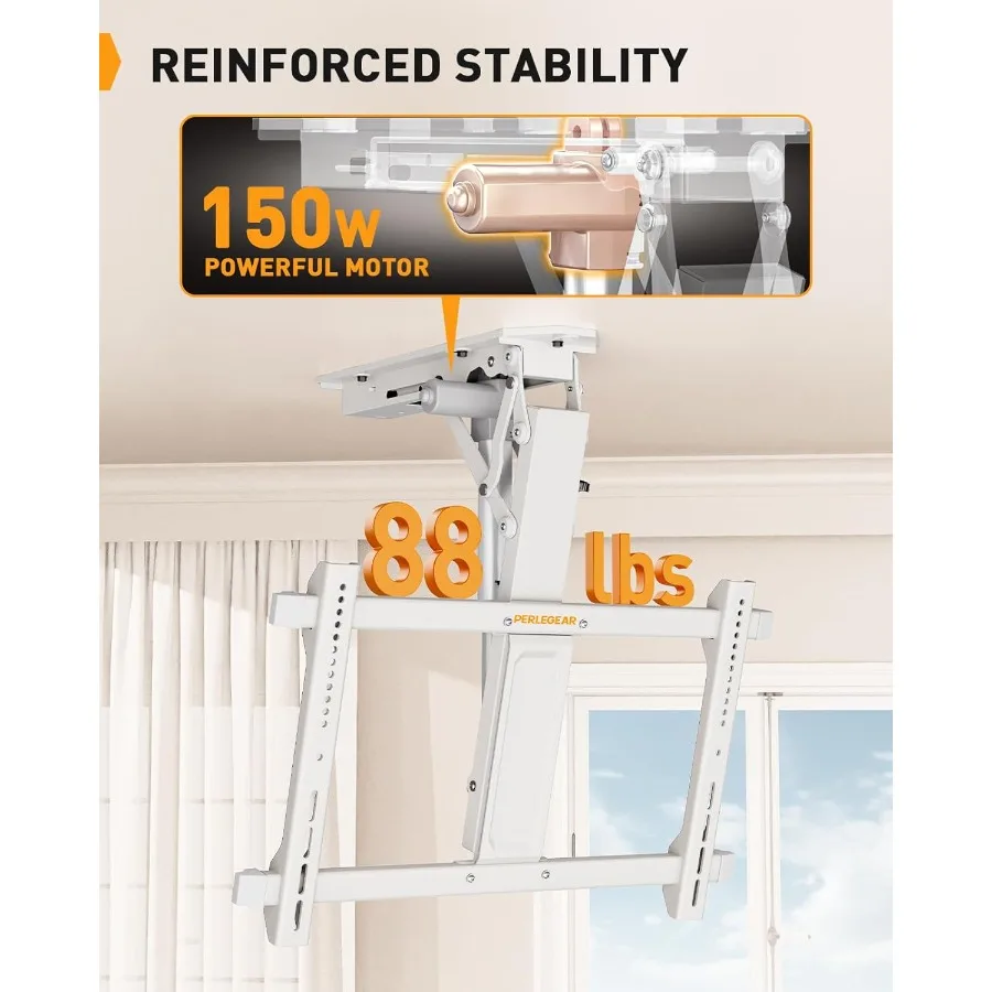 Motorized Electric Ceiling TV Mount with Remote Control for 3270 inch Flat and Curved Screen TVs Flip Down Drop Down Ceiling Mo