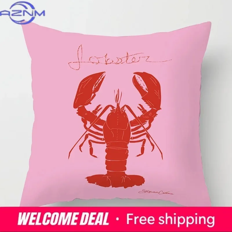 Home Decor Colorful Lobster Patterns Pillow Covers Pattern Cushion Cover Suitable for Sofa Bedroom Car Pillow Cover