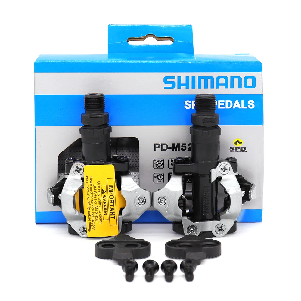 SHIMANO SPD PD-M520 Self-locking Bicycle Pedal Black/Silvery Dual Sided Mountain Bike Pedal with SM-SH51 Bicycle Parts