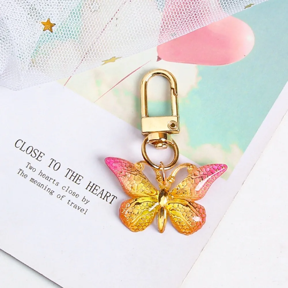 

Fashion Exquisite Butterfly Keychain Crystal Butterfly Lobster Button Handbag Pendant Acrylic Butterfly Keyring Couple Gift