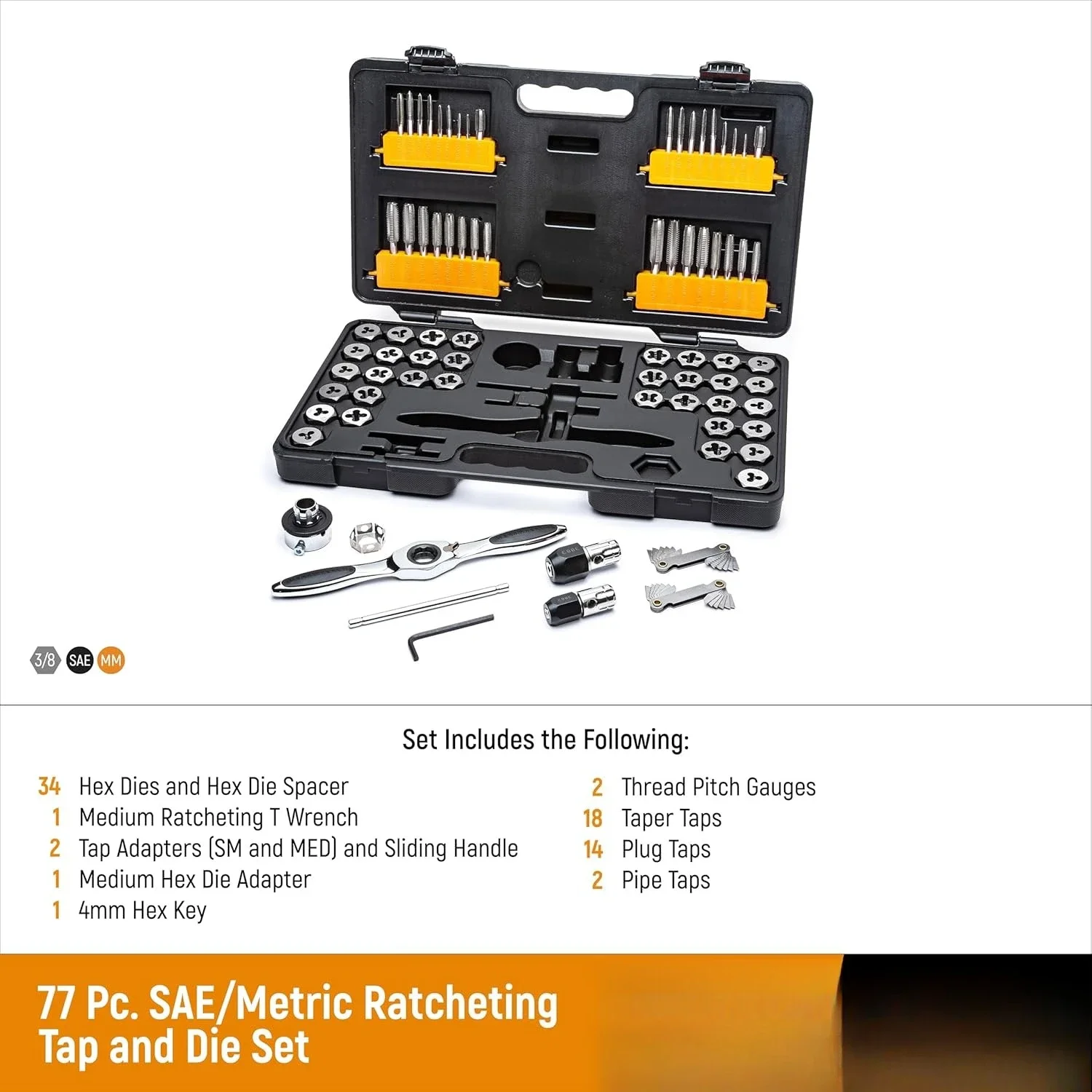 [عرض لفترة محدودة، تصفية! ]مجموعة صنبور ويموت متري مكونة من 77 قطعة SAE / 3887