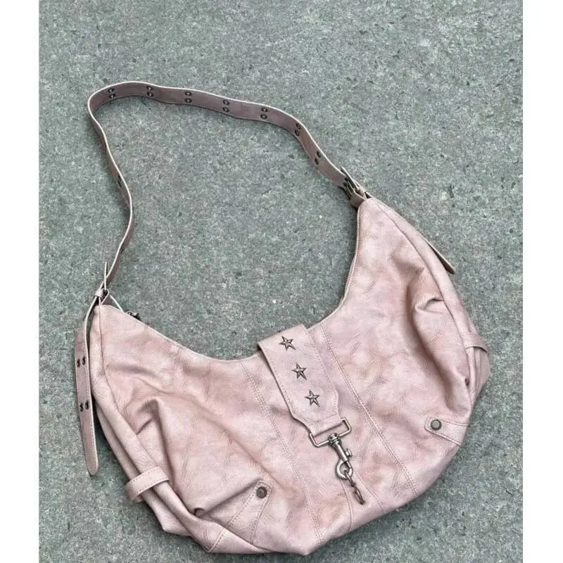 

Bloom Fairycore Pink Shoulder Bags Purse Women Hot Girls Leather Large Capacity Crossbody Bag Female Retro Y2k Handbag Chic