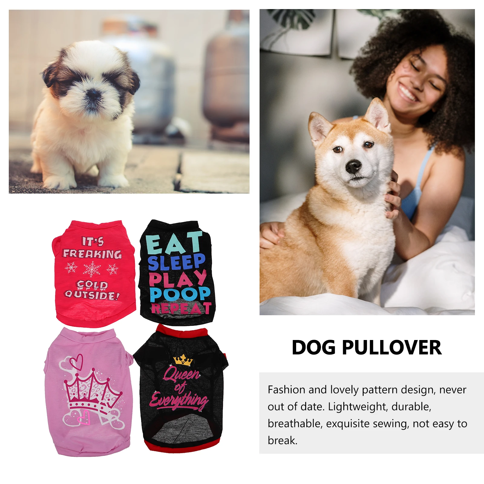

4Pcs Lightweight Dog T Shirts For Small Dogs Apparel Cute Pet Outfits Sweatshirt Dog Outfit