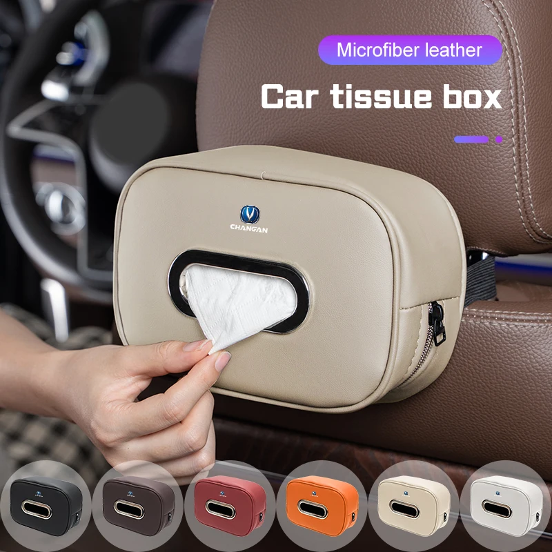 

For Changan UNI-K CS35 CX70 CS85 CS55 CS75 CS15 F70 Car Interior Tissue Bag Leather Seat Back Hanger Paper Storage Box Accessory