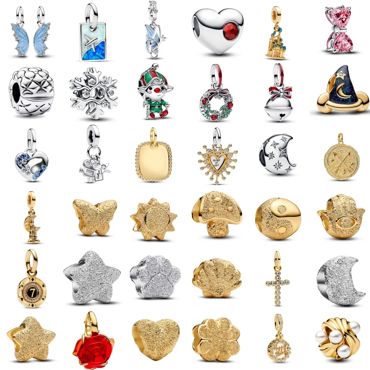 

Новый серебро 925, гриб, луна, бабочка, снежинка, рождественский колокольчик, волшебная шляпа, подвеска, подходит для оригинального браслета, изысканные ювелирные изделия своими руками