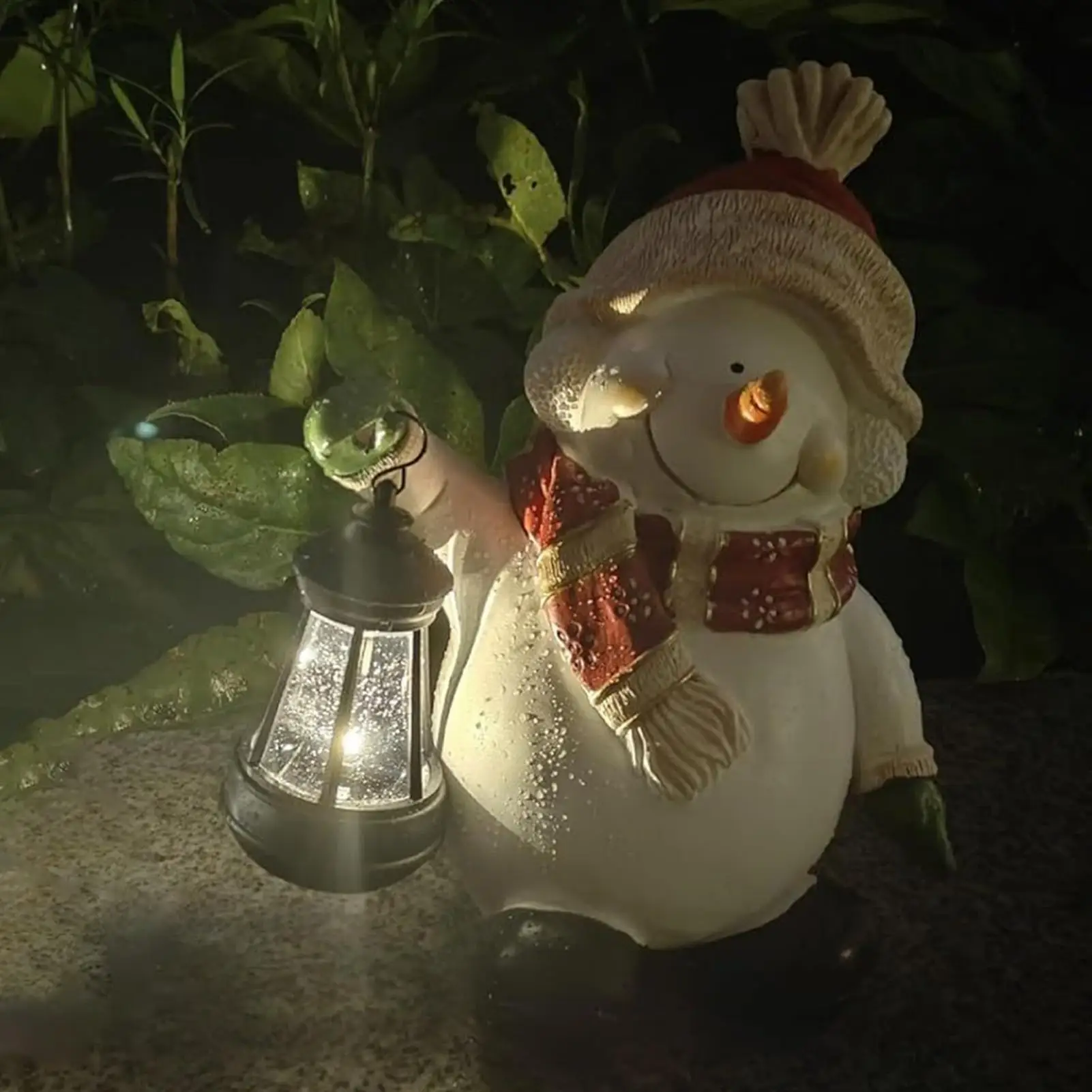 Christmas Snowman Festive Resin Solar Light Holiday Garden Decor For Holiday Home Party Workplace Backyard Patio Festival Garden