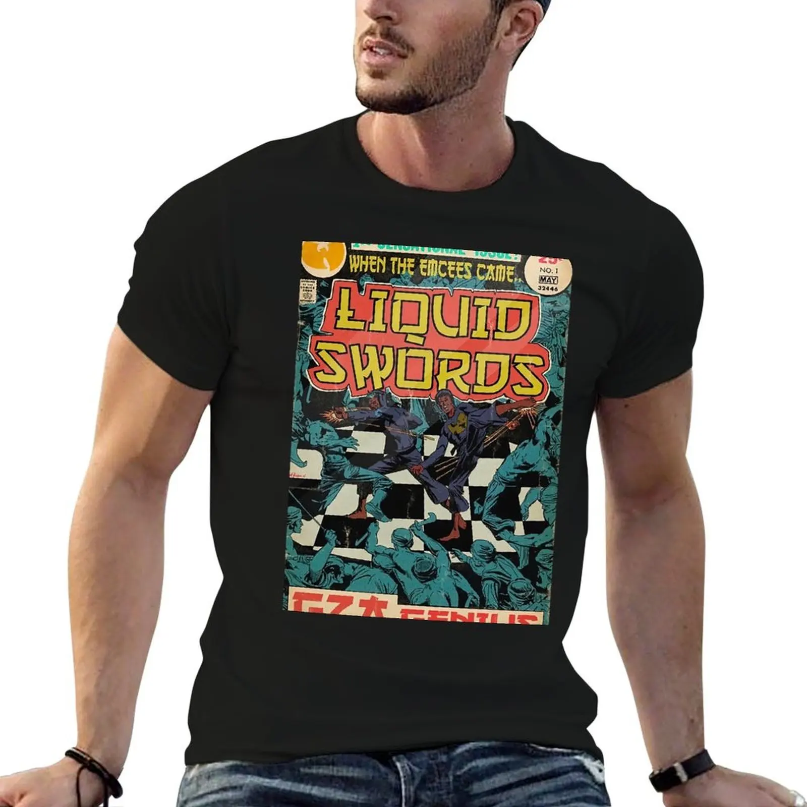 

Liquid Swords Album Poster - Album Liquid Swords Poster T-Shirt basketball graphic tees blue archive black t-shirts for men