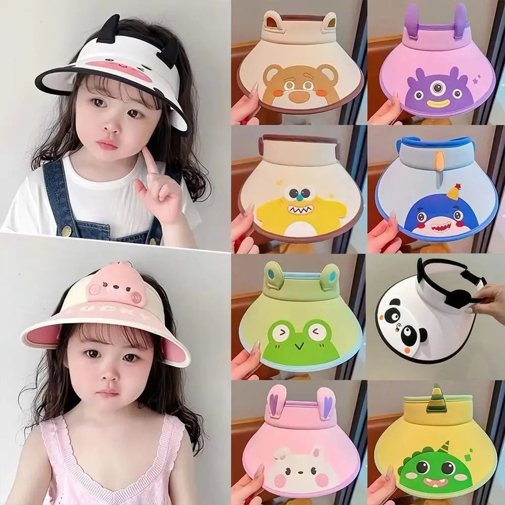 

Roll-up Feature Wide Brim Sun Hat Foldable UV Protection Beach Hat Large Eave Cartoon Design Straw Cap Outdoor Activities
