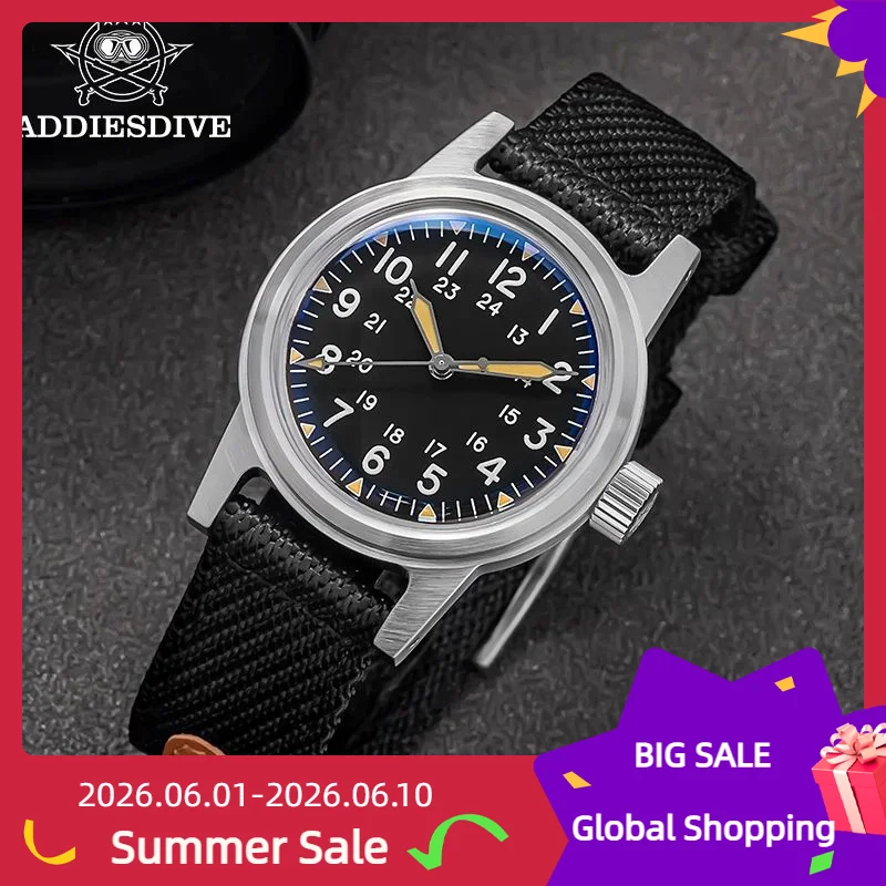 

ADDIESDIVE 36mm NH35A Automatic Mechanical Watches For Men Nylon Strap 200M Waterproof Luminous Bubble Mirror Glass Reloj Hombre