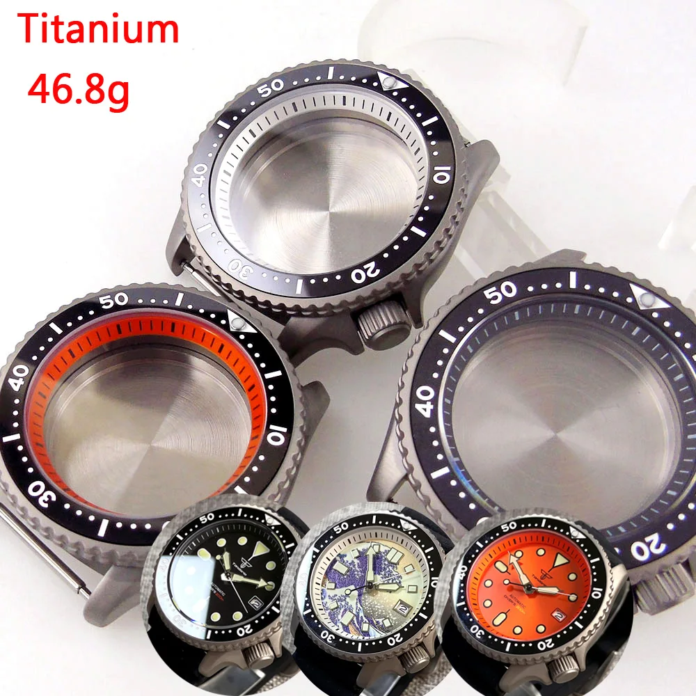 Skx Titanium Horloge Voor Nh34 Nh35 Nh36 Nh37 Nh38 Nh39 Nh39 Nh70 Nh72 3.8 Kroon Oranje Hoofdstuk Ring 120 Klik Bezel Saffier Glas