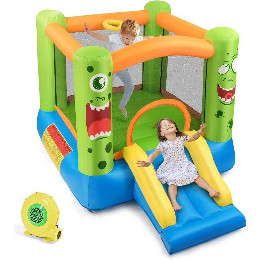 Opblaasbaar springhuis, springhuis voor kinderen binnen buitenfeest met springgebied, inclusief ventilator, Oxford draagtas, Repai