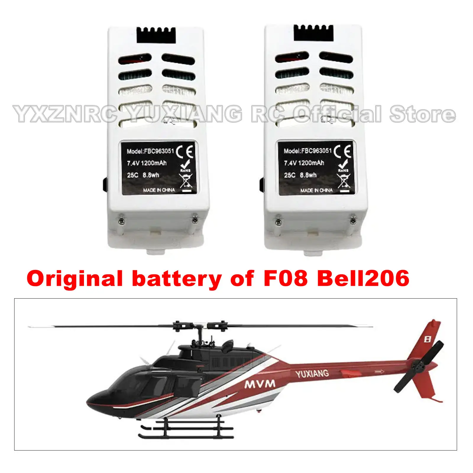 

YXZNRC YUXIANG F08 Bell206 Jet Ranger Battery RC Helicopter Parts Fuselage Blade Grip Fuselage battery Accessories