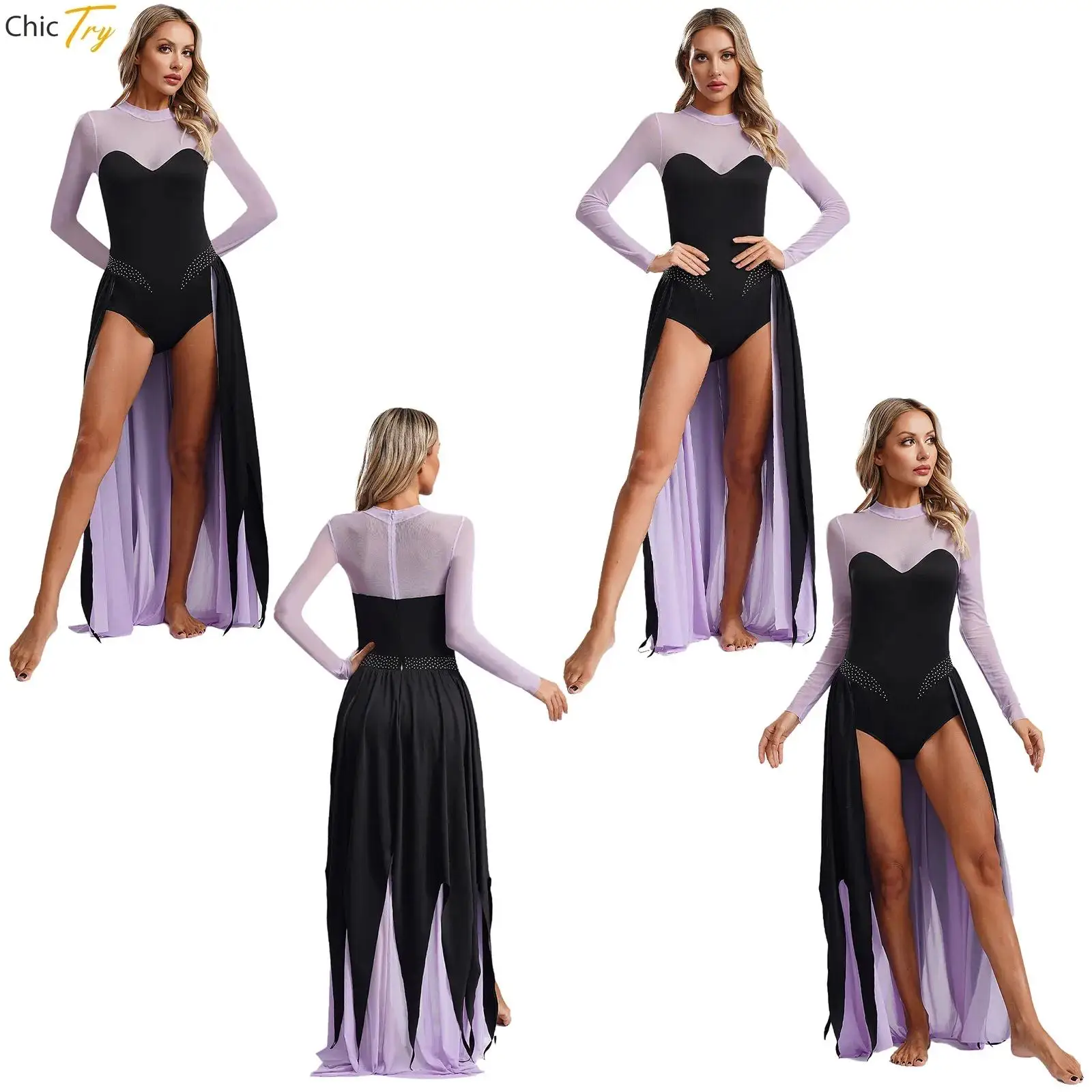 

Женский карнавальный костюм русалки на Хэллоуин, морской ведьмы, современное лирическое танцевальное платье, балетное гимнастическое трико с юбкой, прозрачное платье с разрезом